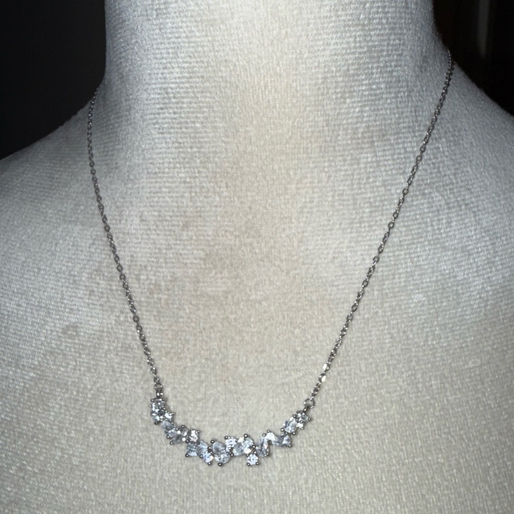 ❤️ New Sterling Silver & Cubic Zirconia Adjustable Length Necklace